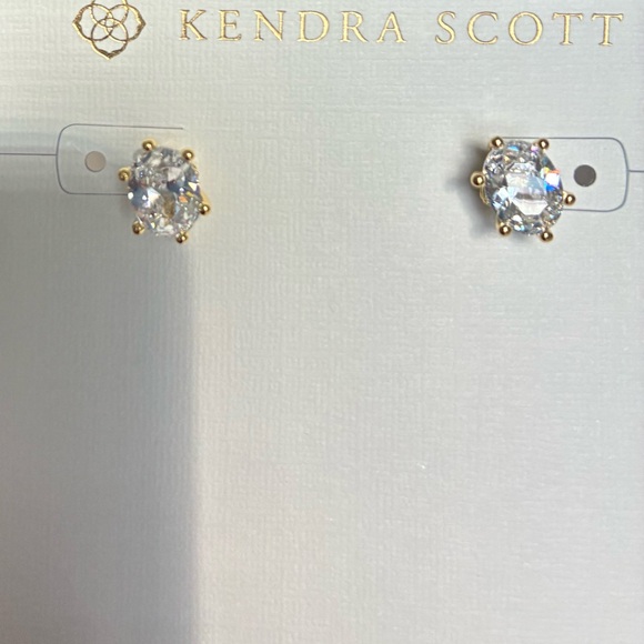 Kendra Scott 14k Gold & brass. Oval CZ stones earrings.  W/ dust bag & Gift box - Picture 11 of 11